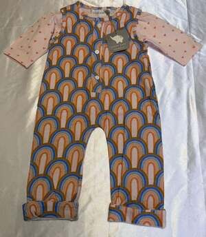Lucky Jade Rainbow Arch Pattern Long Sleeve Romper